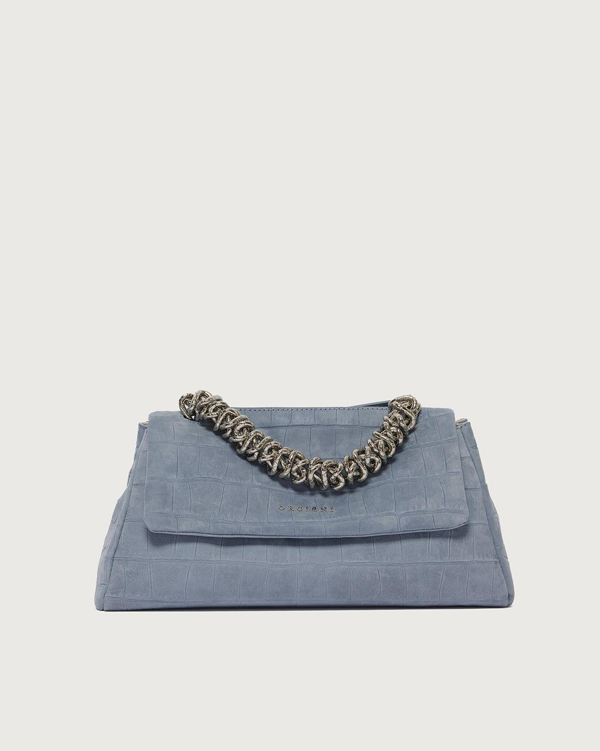 Borsa Sveva Longuette Twilight a spalla in nabuk stampa cocco B02159TWL CIELO ORCIANI 