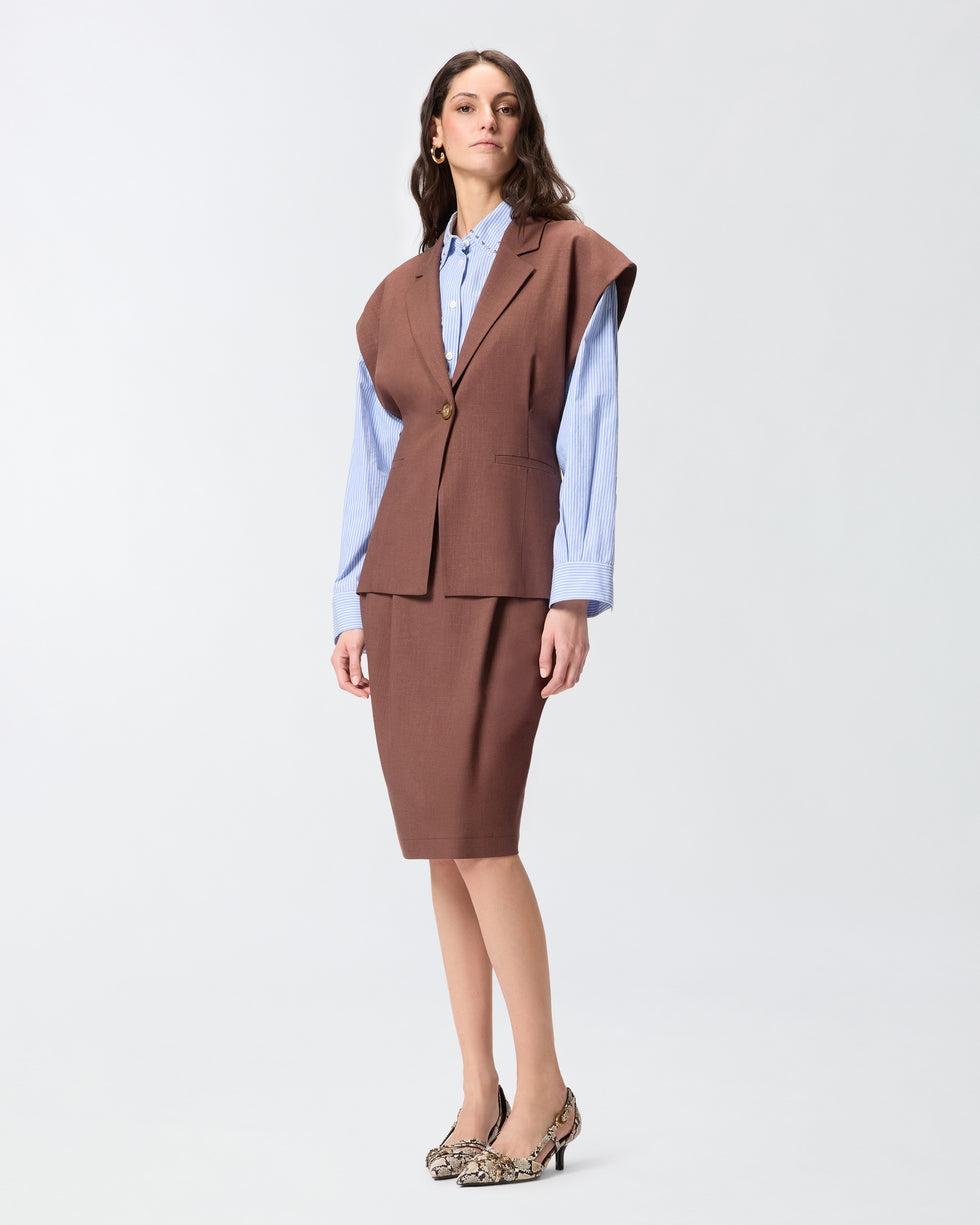 Giacca smanicata effetto rustico<BR/> 106509A2W6 L78 PINKO 