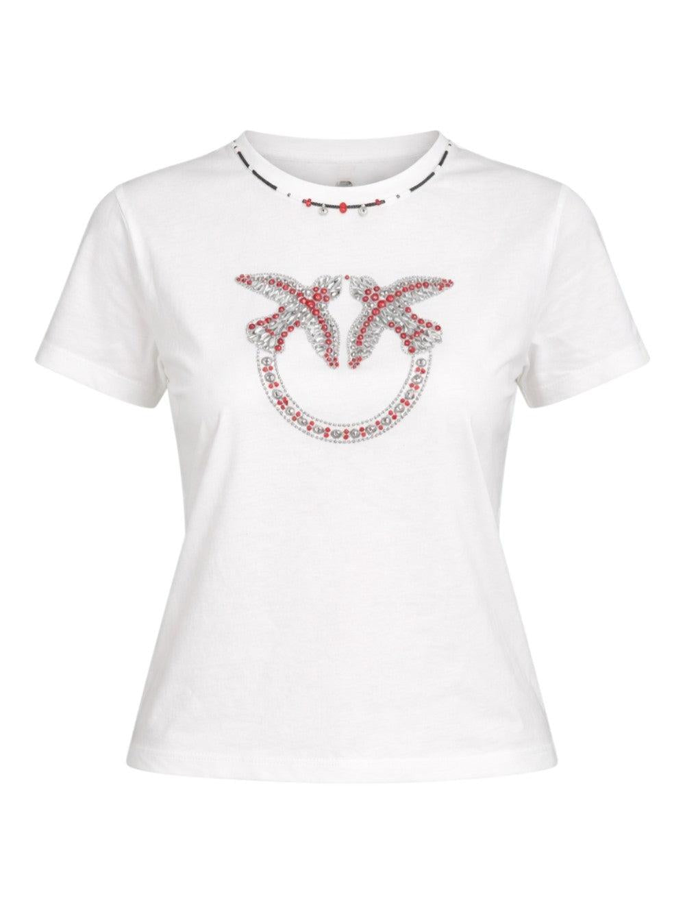 T-shirt Fidenza in cotone con logo brillante 107094A3C7 ZR2 PINKO 