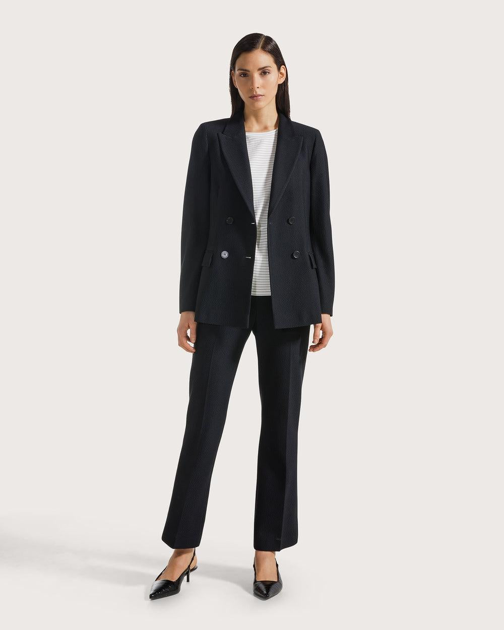 Pantalone slim fit alla caviglia elasticato in tessuto tecnico bistretch nido d'ape<BR/> PT1305500021 999 SEVENTY 