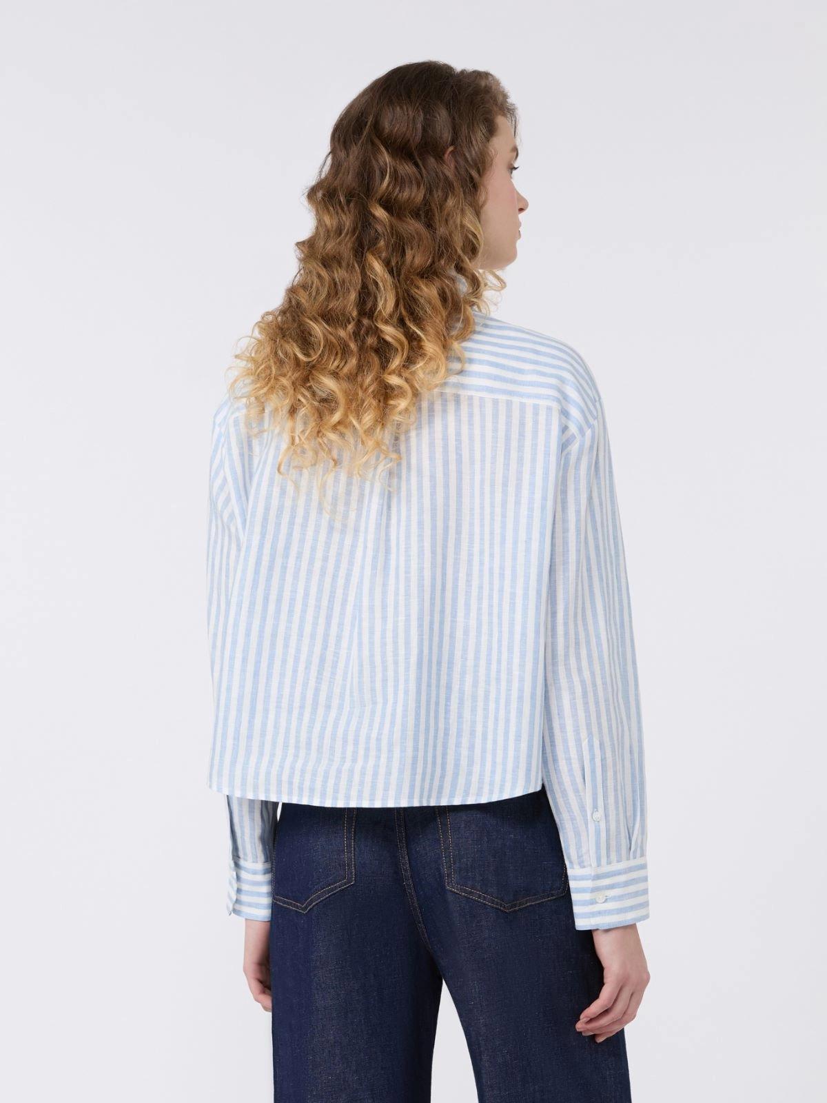 Camicia boxy in tela di lino - AZZURRO<BR/> WKDALBATRO 001 WEEKEND 