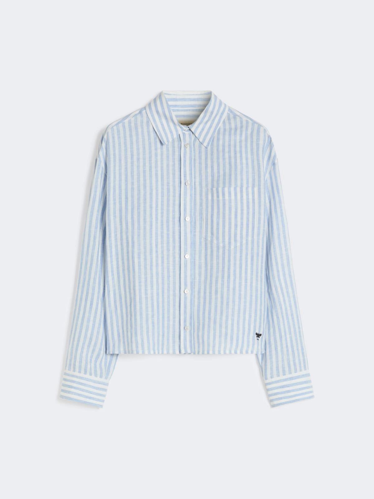 Camicia boxy in tela di lino - AZZURRO<BR/> WKDALBATRO 001 WEEKEND 