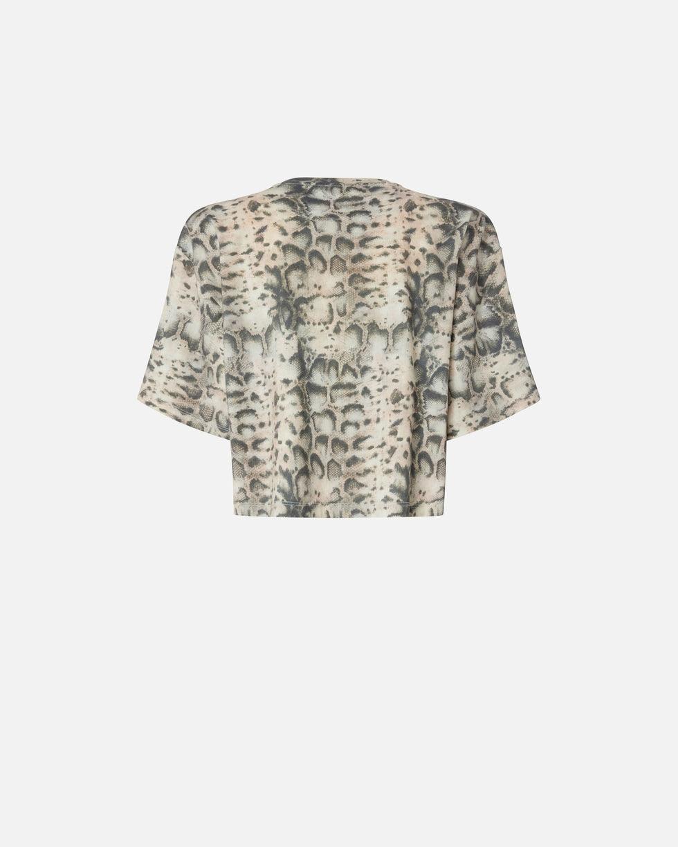 T-shirt cropped con stampa snake e Love Birds<BR/> 106921A3C8 CZ9 PINKO 