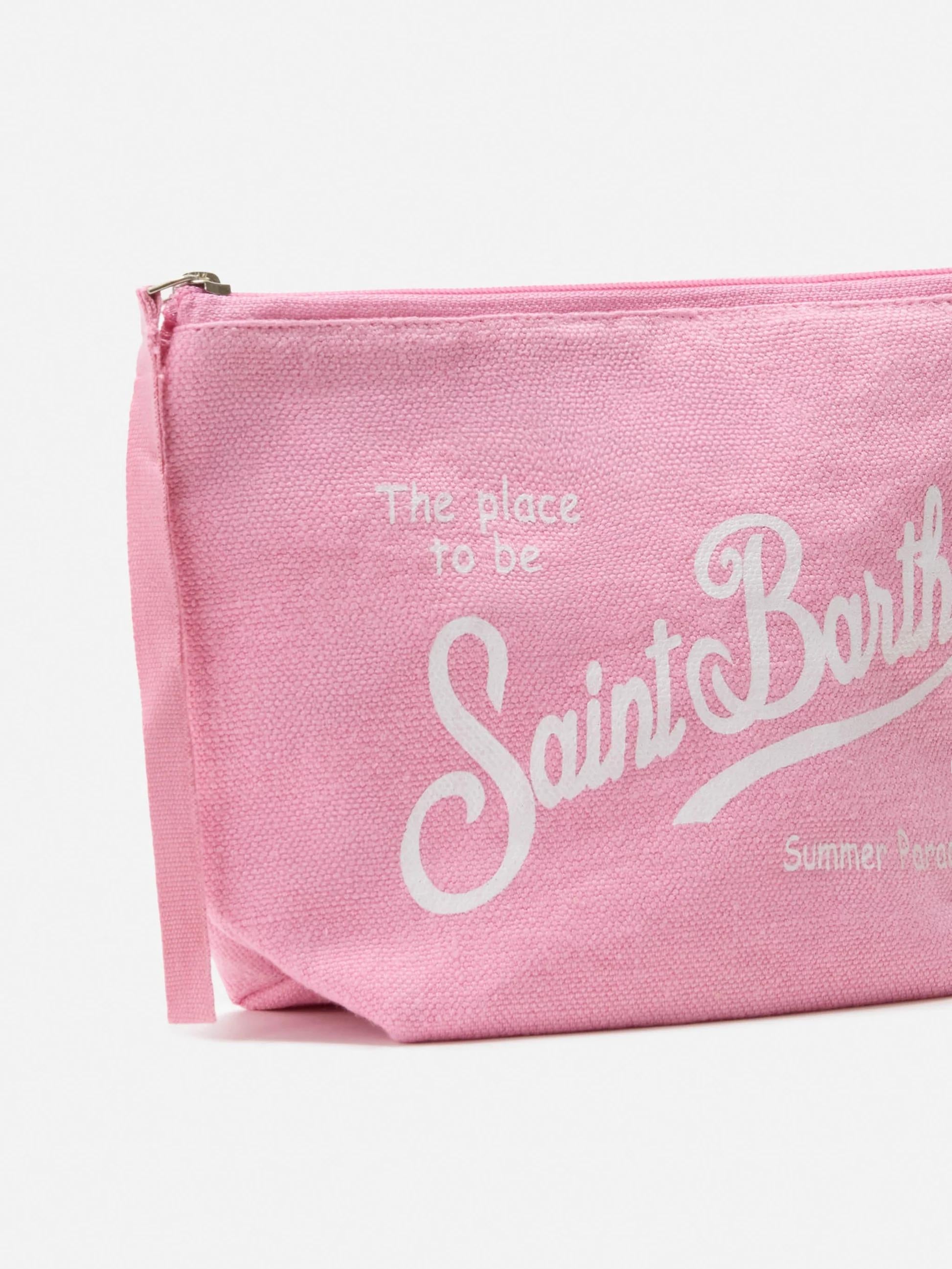 Pochette Aline in lino rosa tinta unita<BR/> ALI0004 00142L MC2 SAINT BARTH 