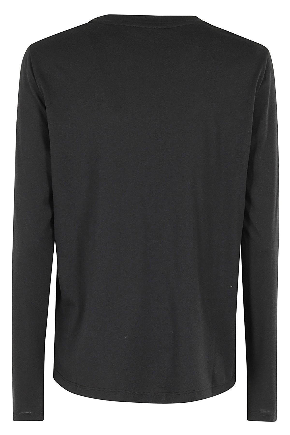 T-shirt donna in bi-materiale con maniche lunghe