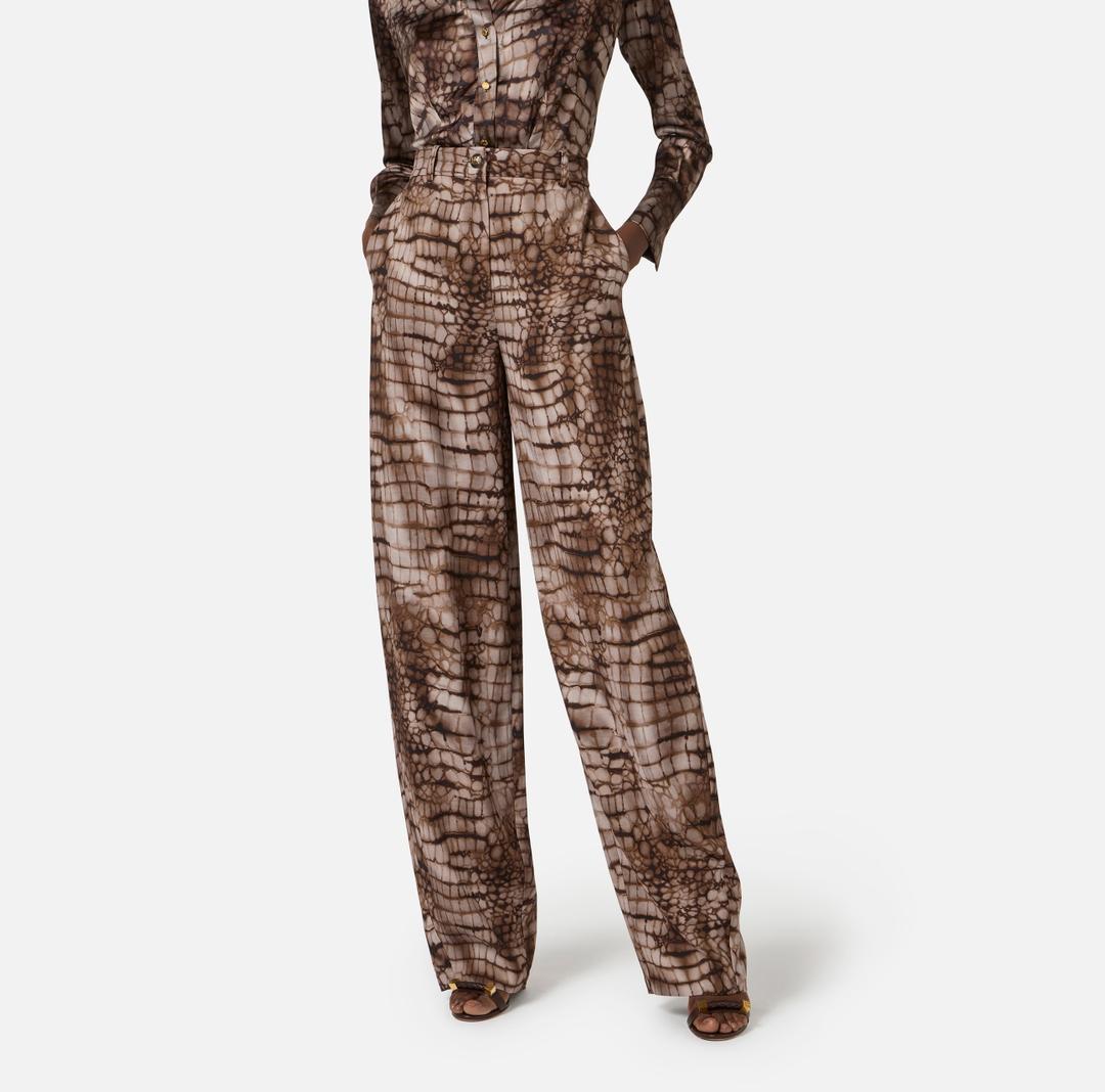 Pantaloni in jersey leggero con stampa alligatore PA16261E2 644 ELISABETTA FRANCHI 