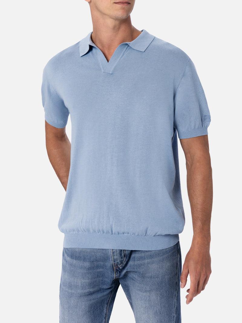 Polo da uomo in maglia azzurra Sloan SLO0001 00110H MC2 SAINT BARTH 