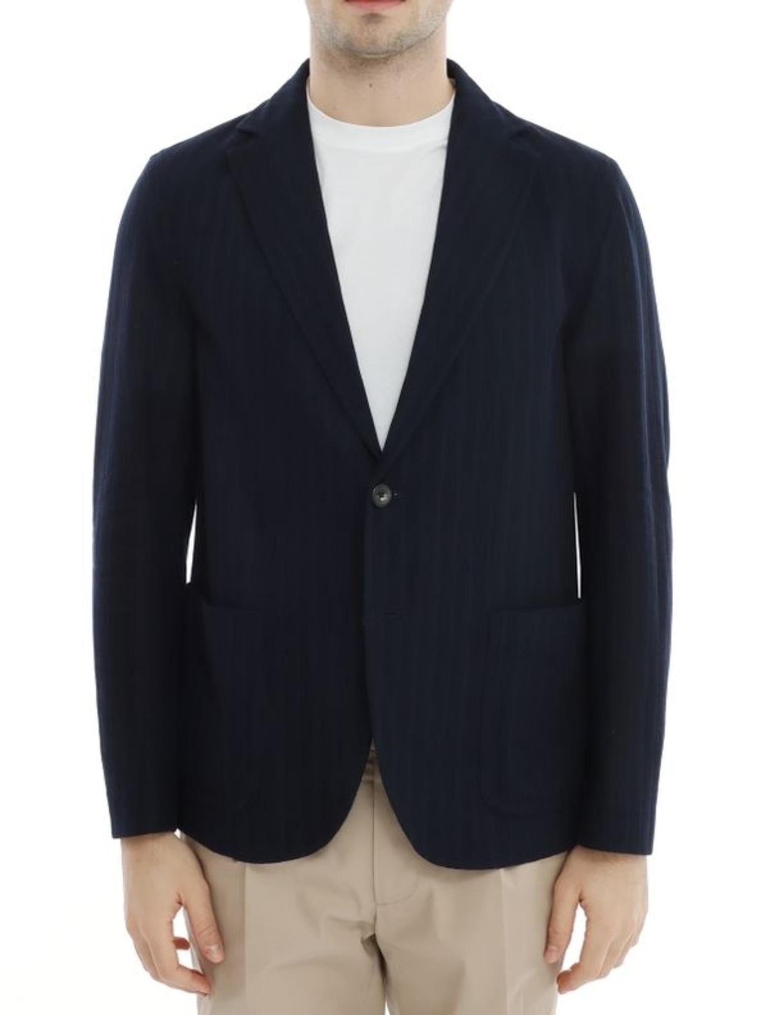 Giacca in cotone Stretch gessato blu