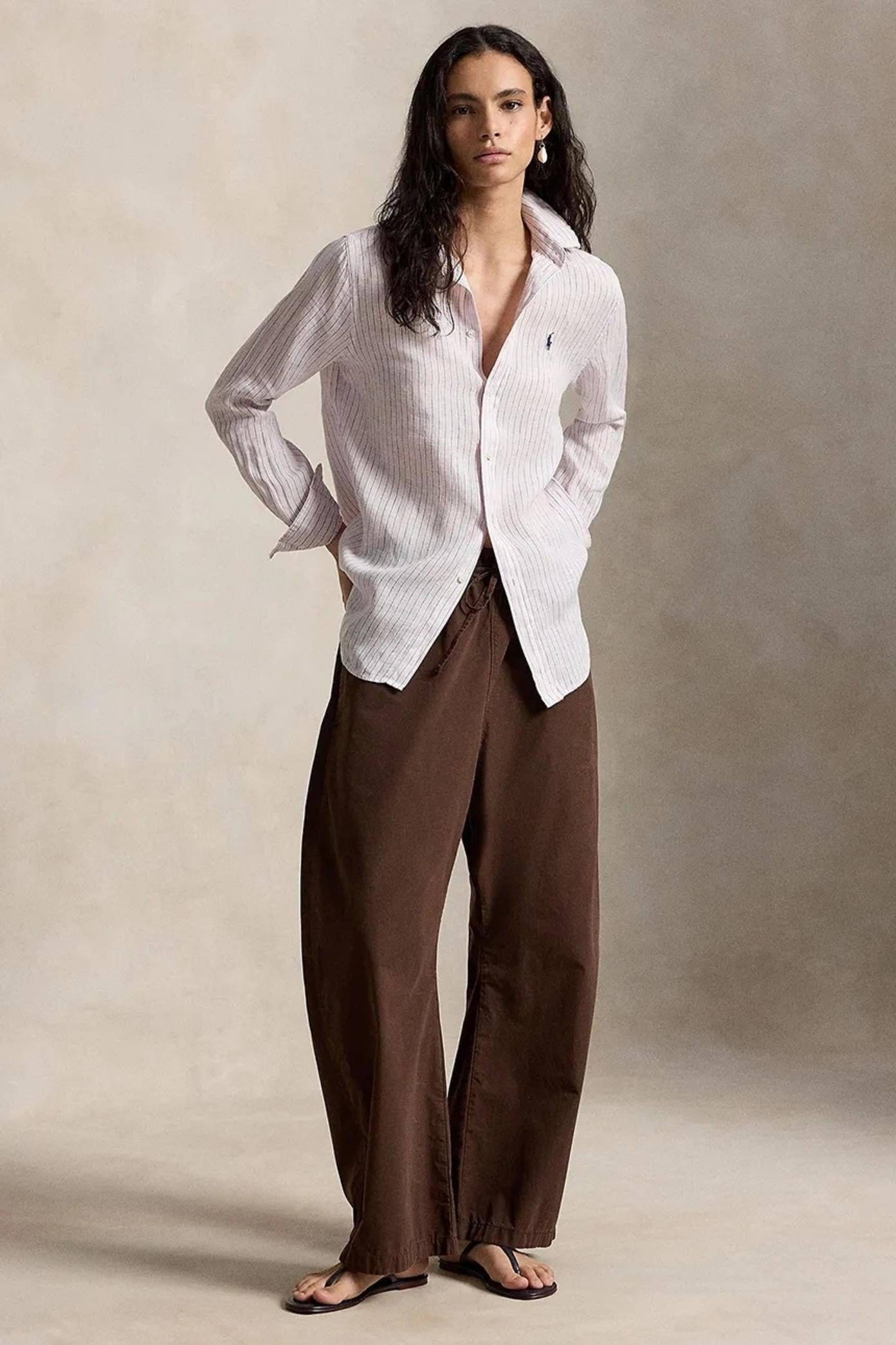Camicia donna in lino a righe 211A96158 011 RALPH LAUREN 
