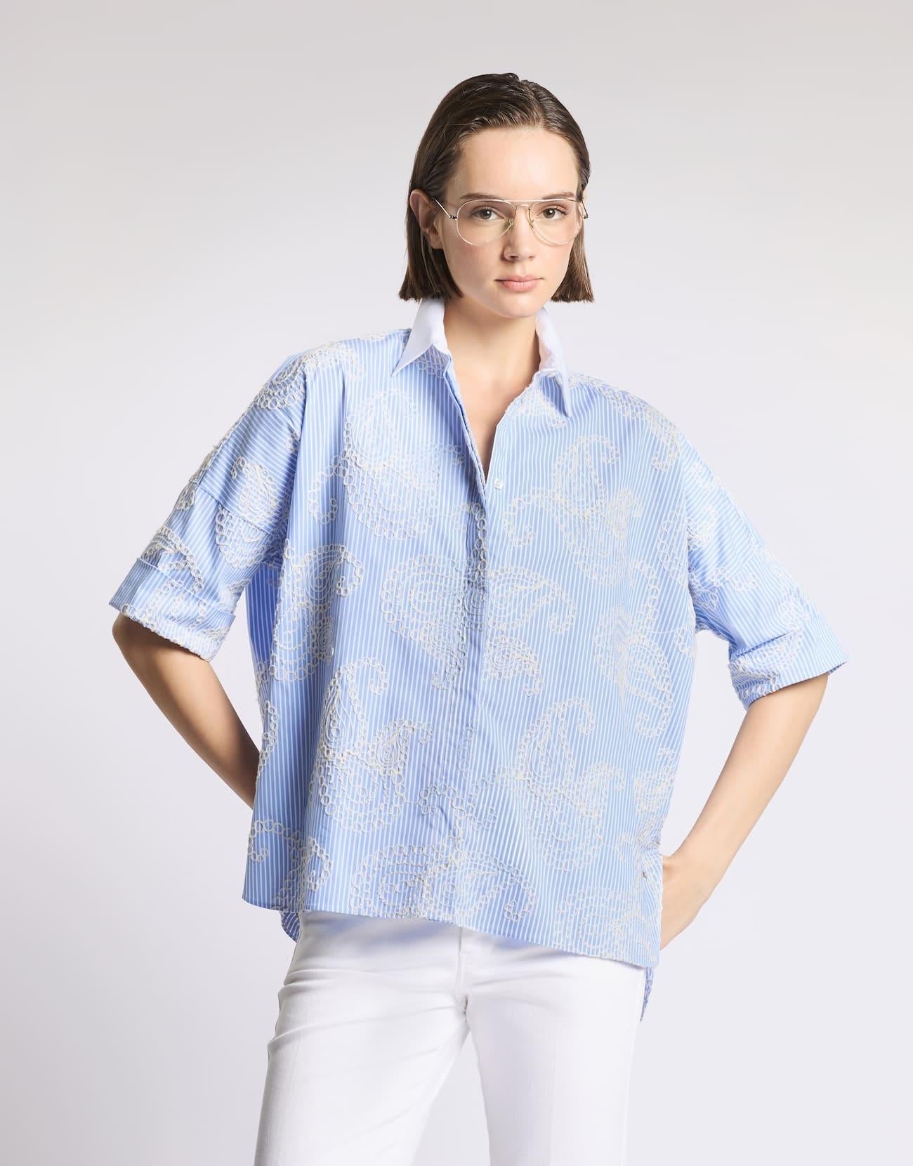 Camicia Comfort Fit in Popeline<BR/> NCWA552552SZDI 013H FAY 