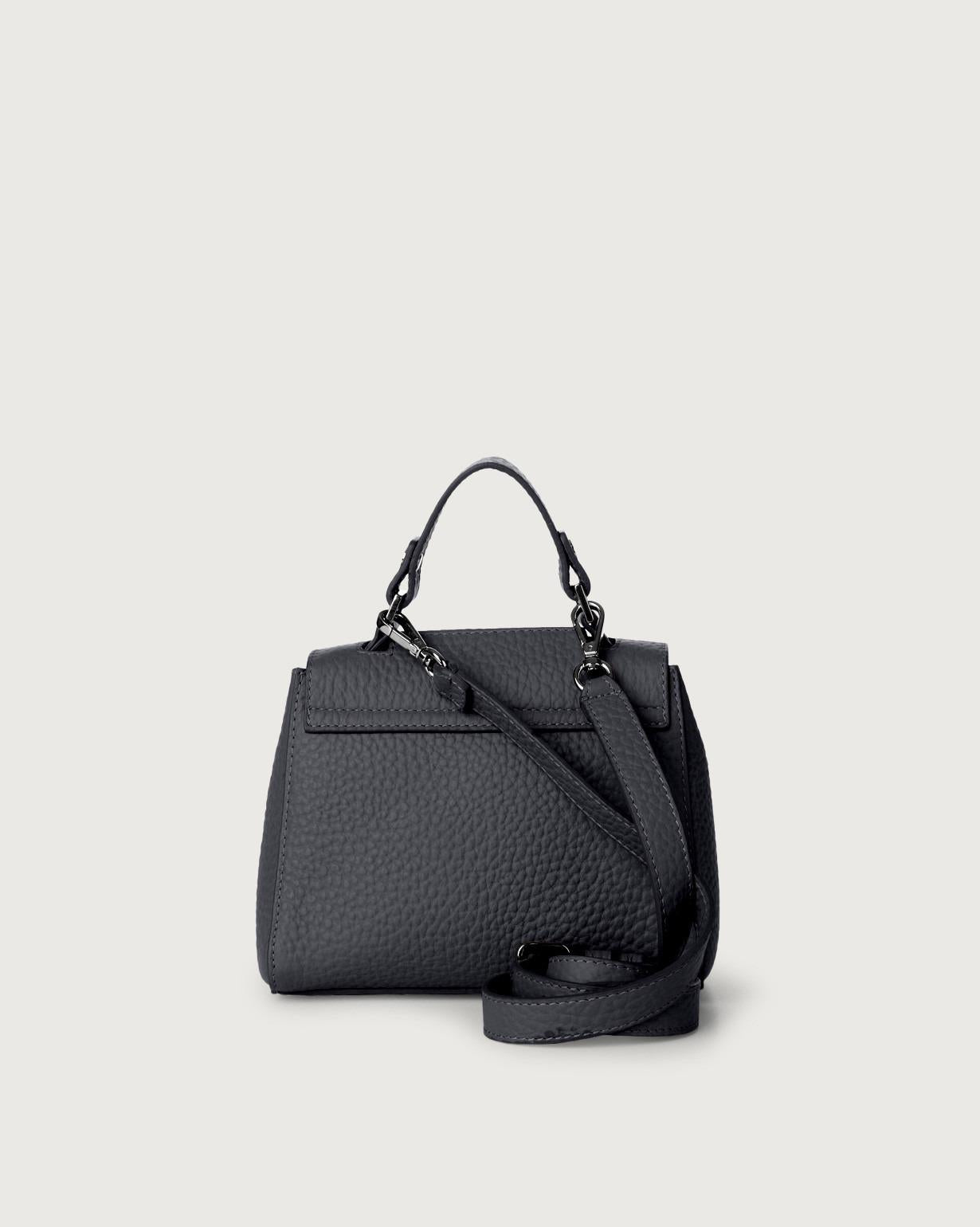 Borsa Sveva Soft Mini a mano in pelle con tracolla<BR/> B02019SOF NAVY ORCIANI 
