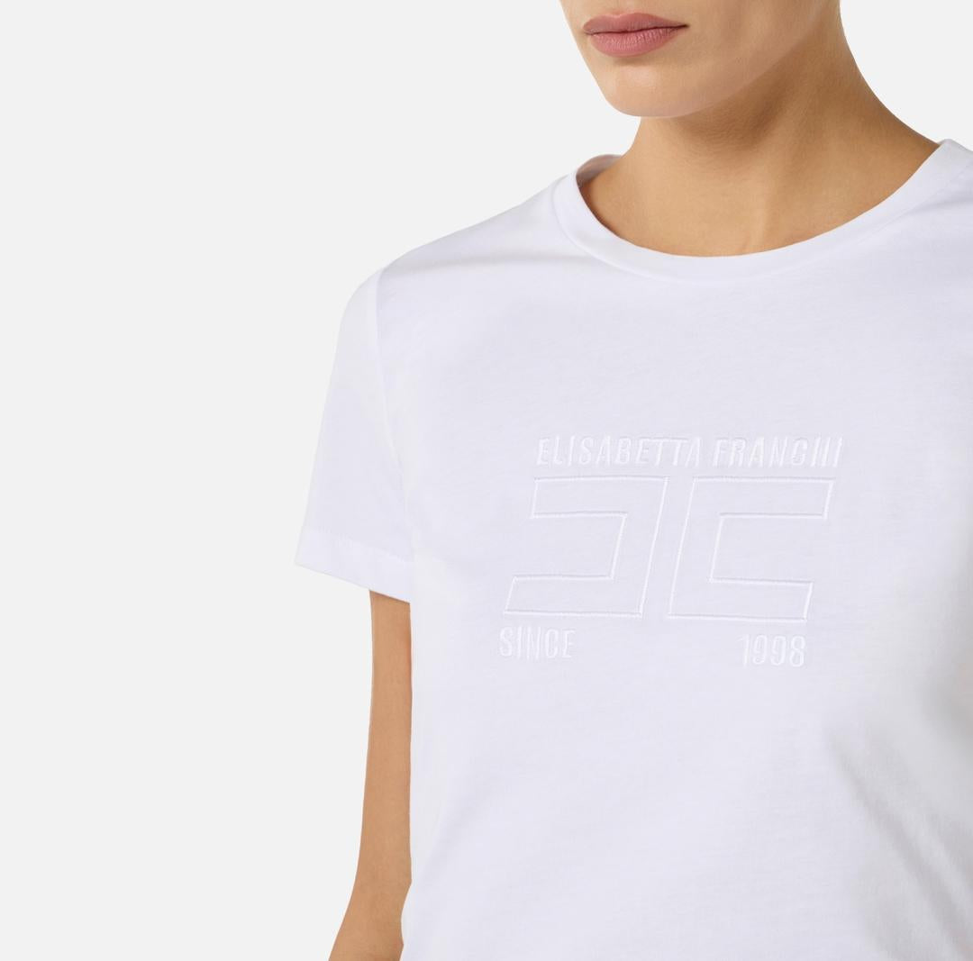 T-shirt in jersey con logo ricamato MA71G61E2 270 ELISABETTA FRANCHI 