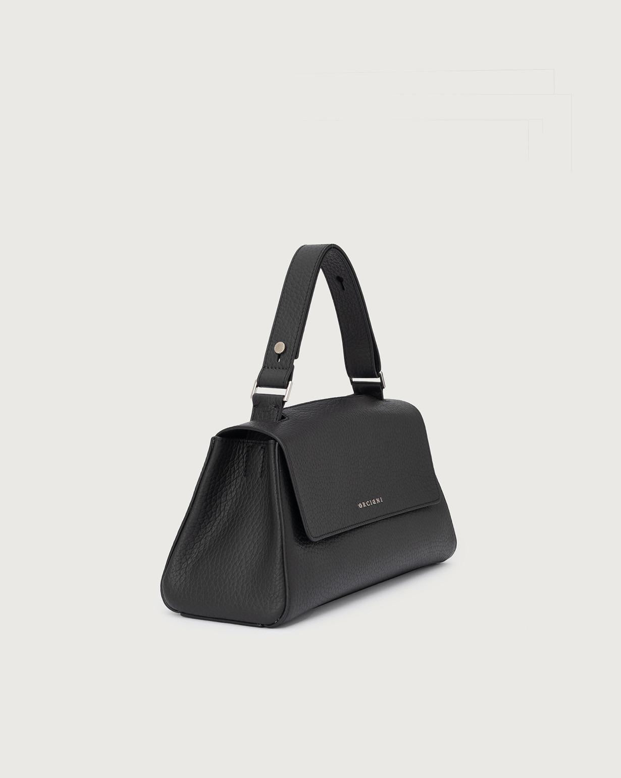 Borsa Sveva Longuette Soft in pelle con tracolla<BR/> B02159SOF NERO ORCIANI 