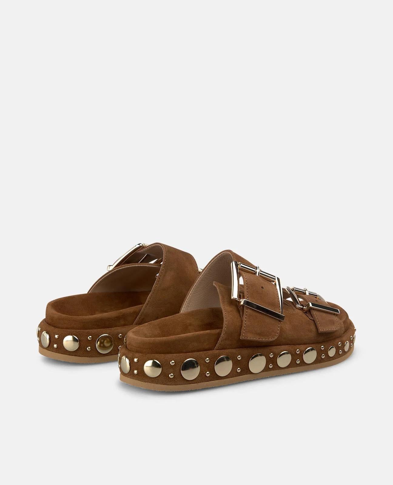 Sandali in sued con borcie 7202 SUEDECARAMEL ALMA EN PENA 