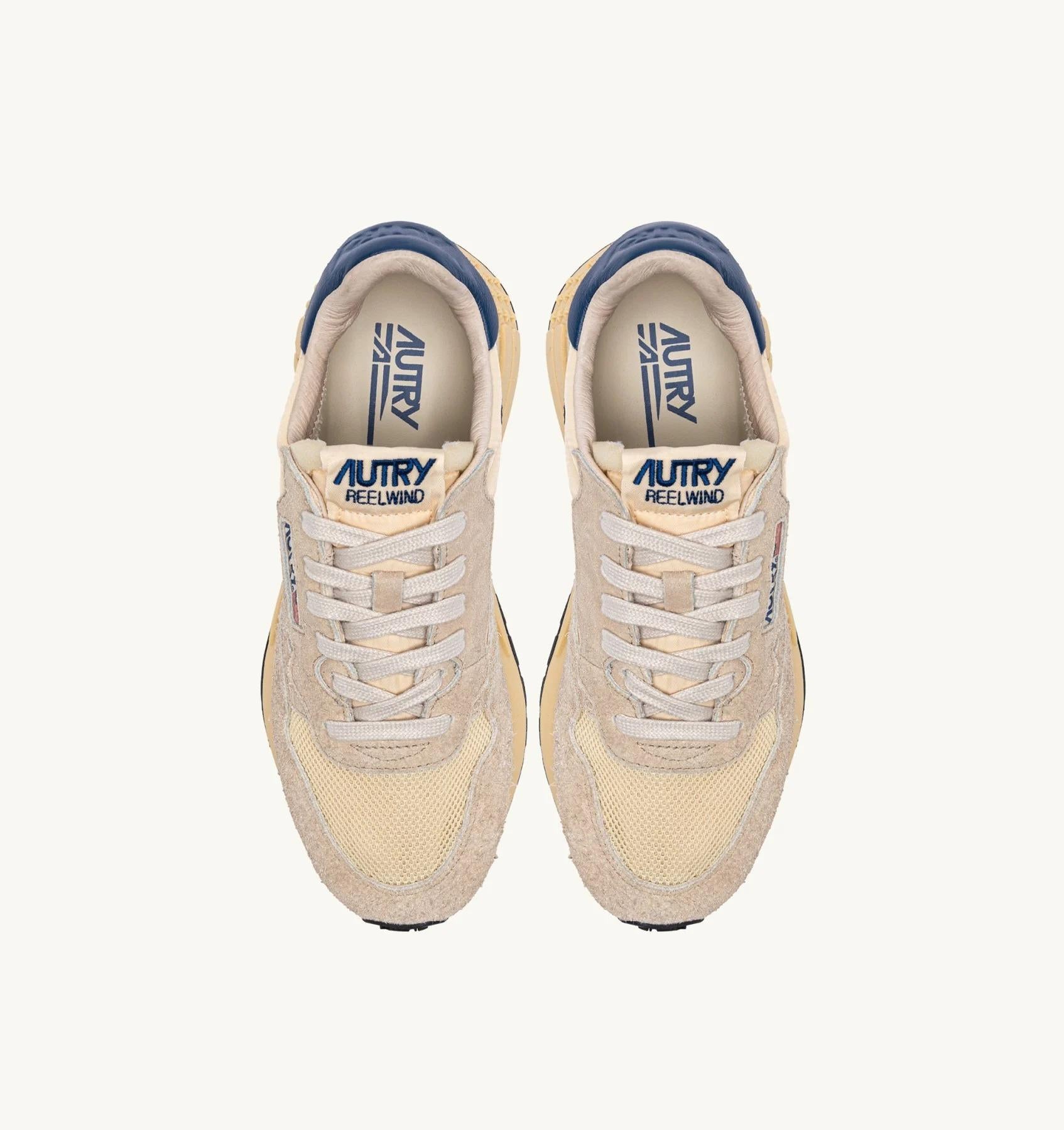 SNEAKERS REELWIND LOW IN NYLON SUEDE E PELLE ECRU' E ENSIGN BLUE<BR/> WWLM UT27 AUTRY ACTION SHOES 