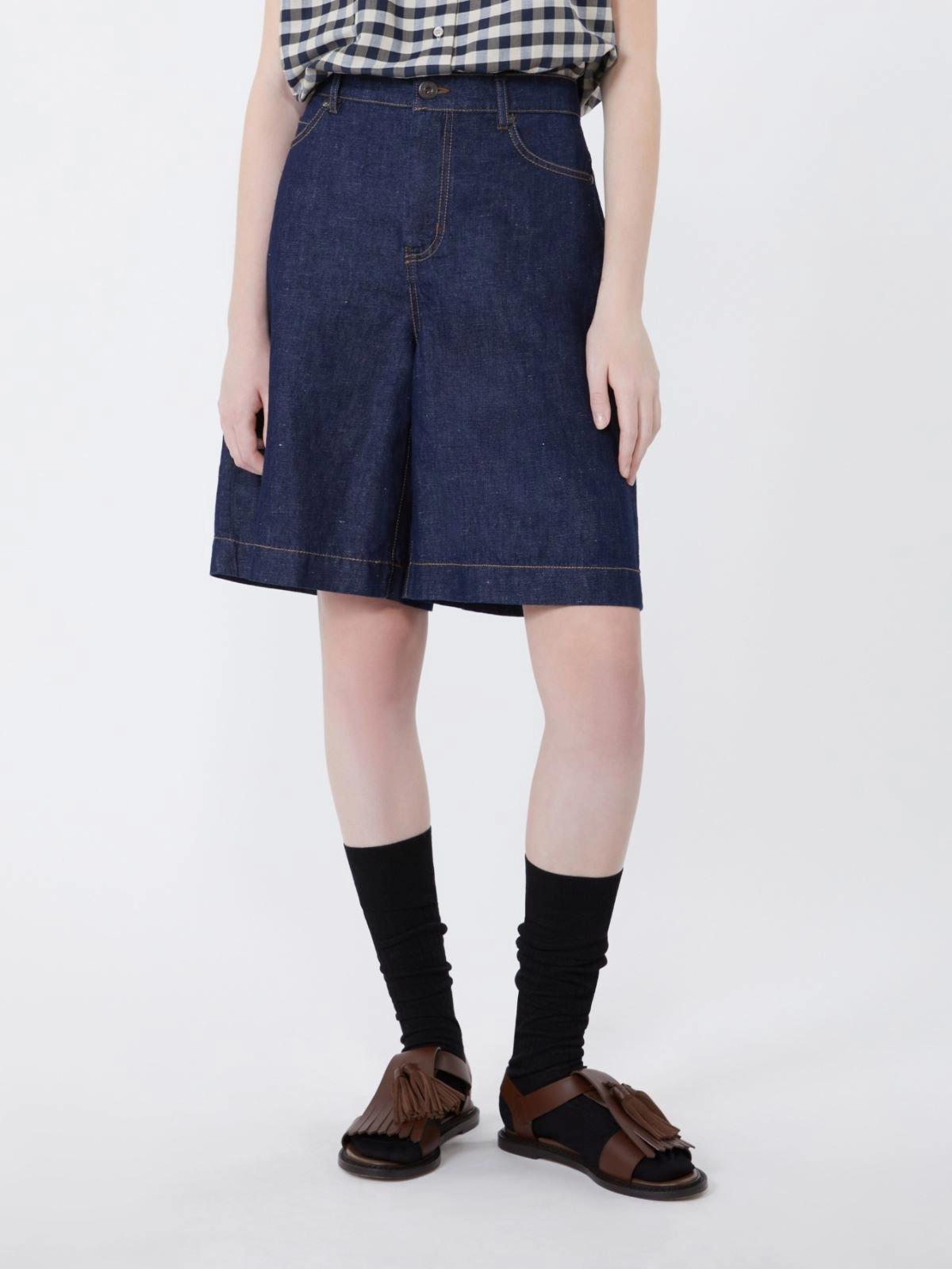 Bermuda in denim di cotone e lino - Blu<BR/> WKDOZONO 001 WEEKEND 