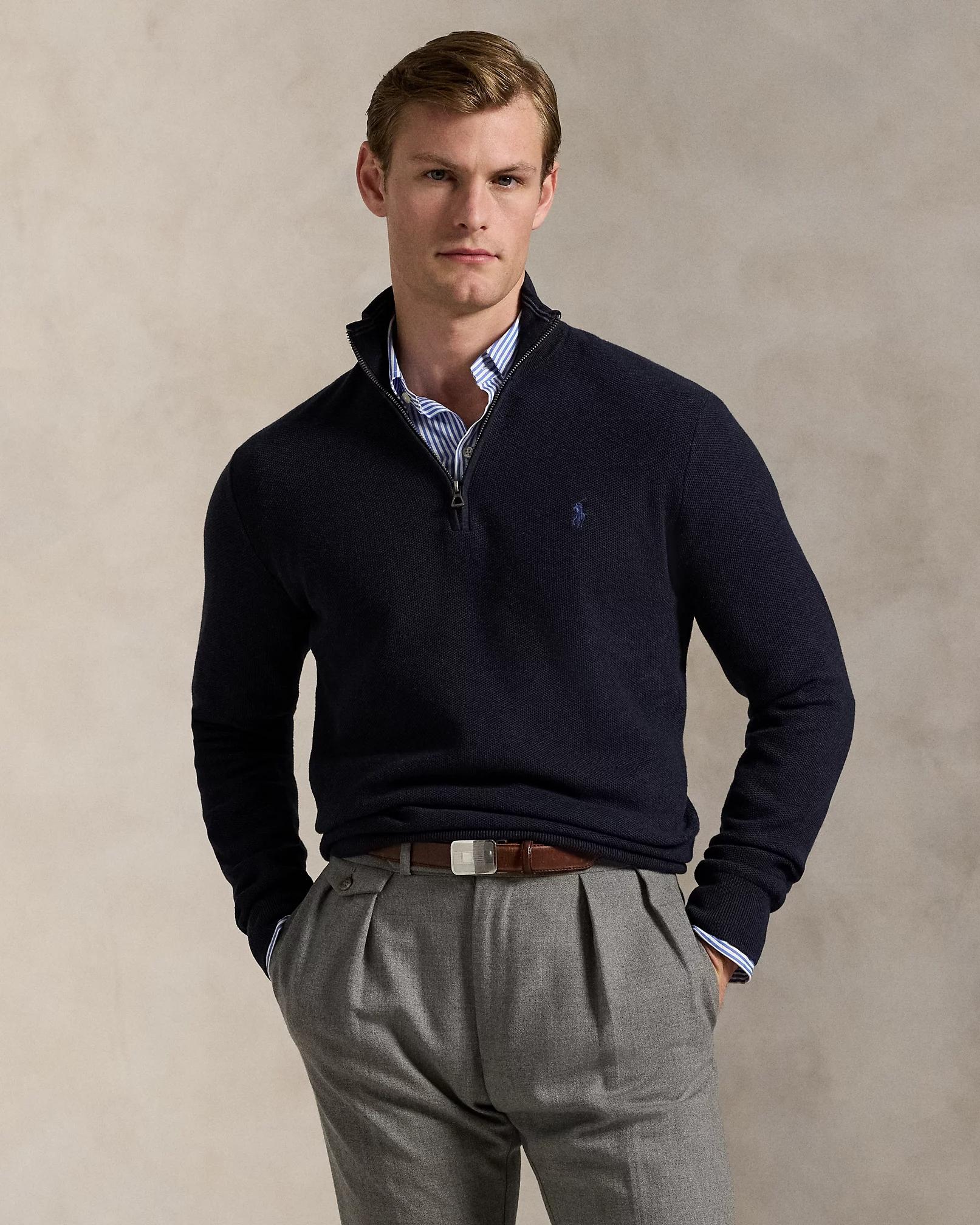 Maglia in piqué di cotone con mezza zip 710932304 001 RALPH LAUREN 