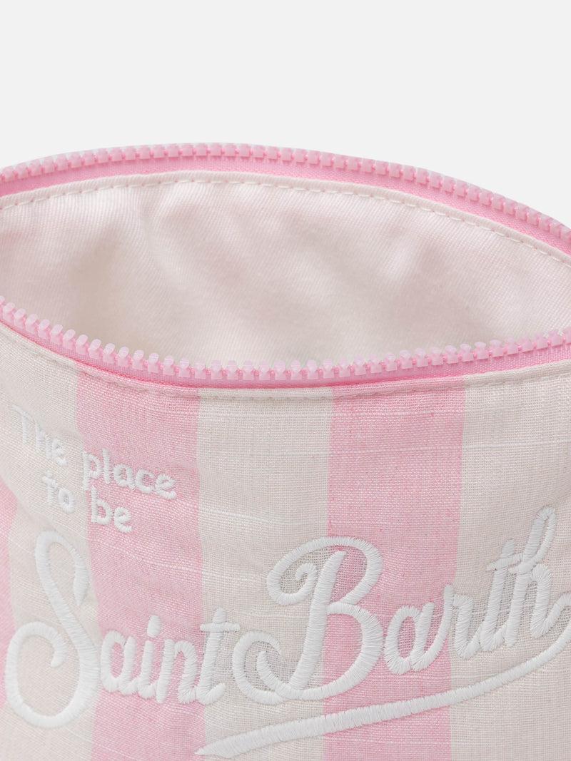 Pochette Aline soft in cotone lino con stampa a righe