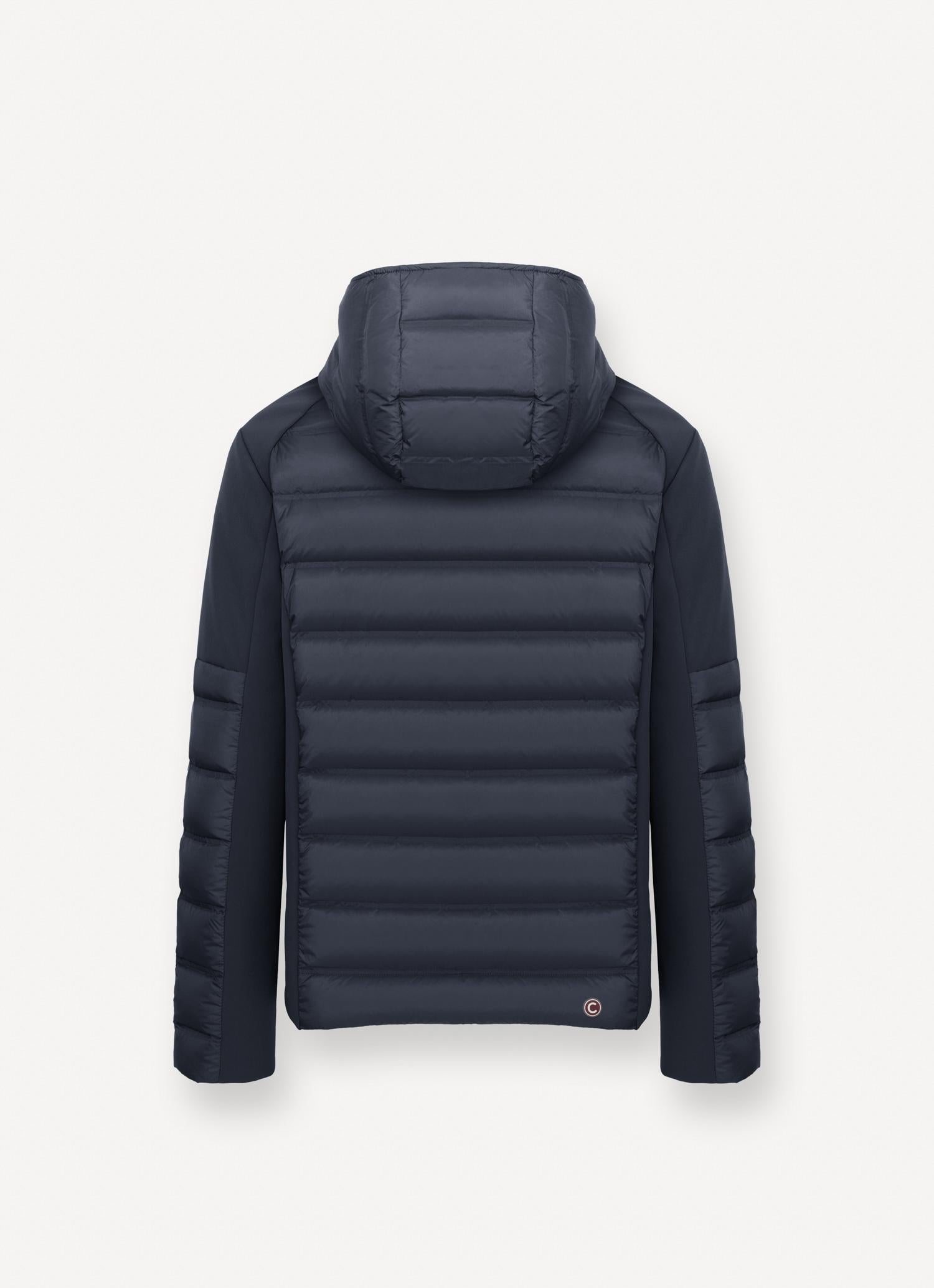 Men's double fabric down jacket with hood