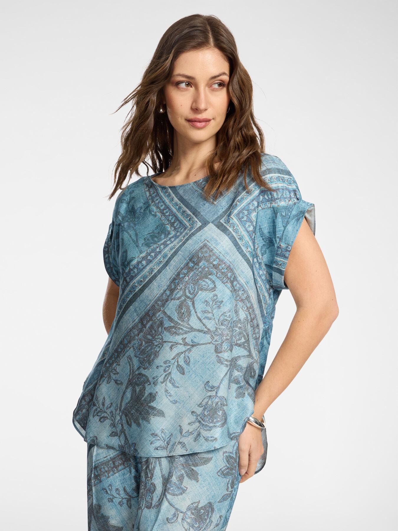 Blusa raso viscosa stampata<BR/> 2005P000225N 01 ELENA MIRO 