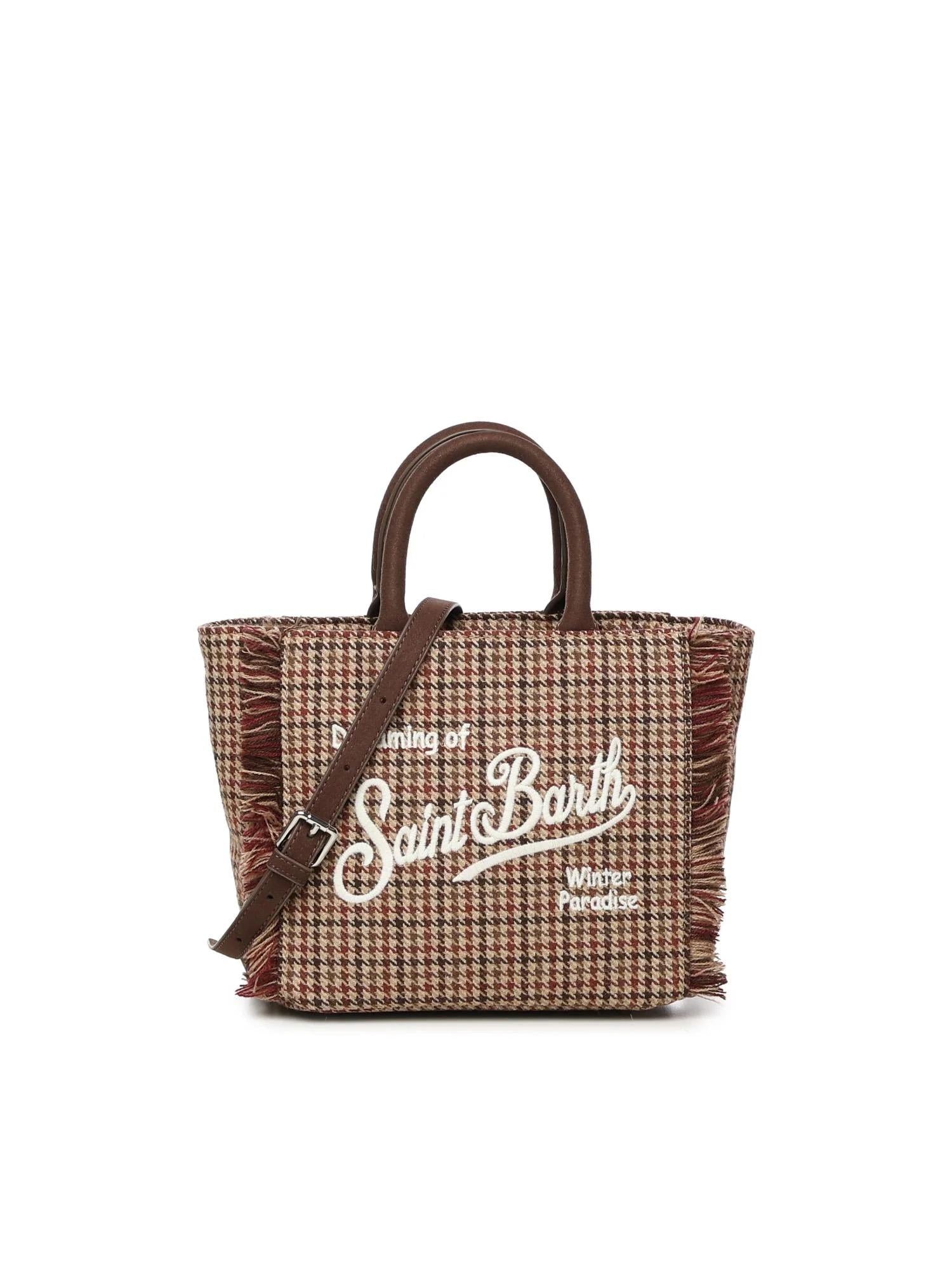 Borsa a mano Mini Vanity in lana con motivo pied de poule VAMI023 00282I MC2 SAINT BARTH 