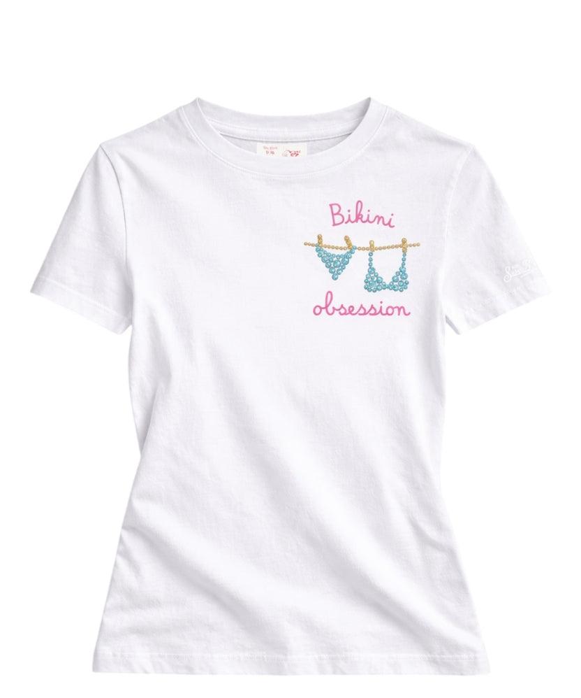 T-shirt Emilie MC2 Saint Barth con Ricamo Strass Bikini Obsession EMI0001 00279L MC2 SAINT BARTH 