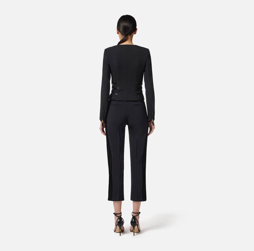 Giacca in doppio crêpe con dettagli zip GI17356E2 110 ELISABETTA FRANCHI 