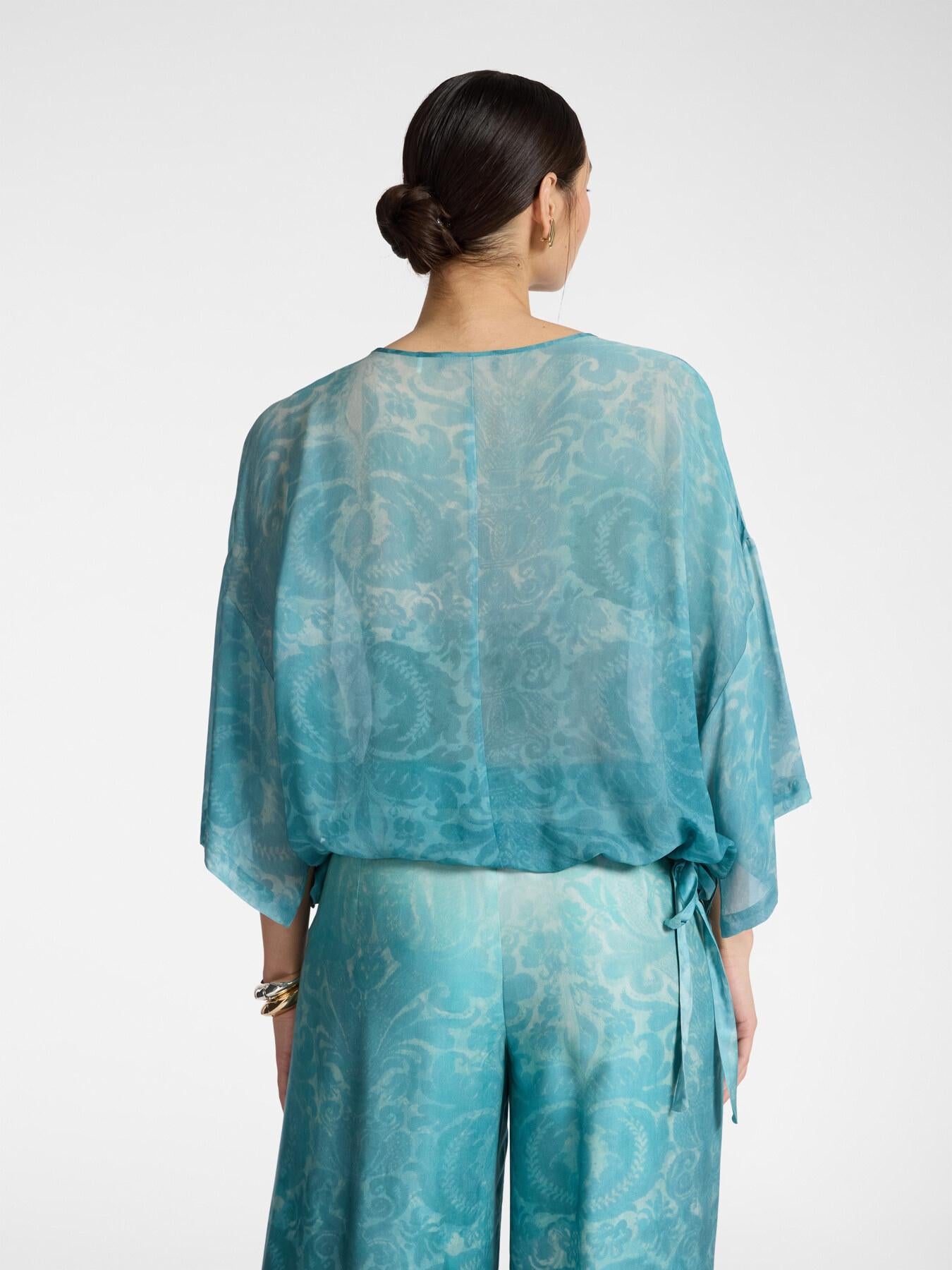 Blusa in georgette stampata<BR/> 2220E200342N 01 ELENA MIRO 