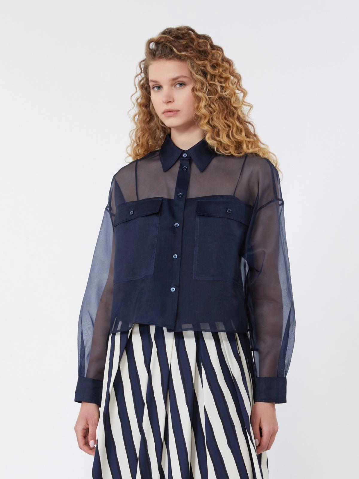 Camicia in organza di seta - BLU<BR/> WKDCOLOMBA 004 WEEKEND 