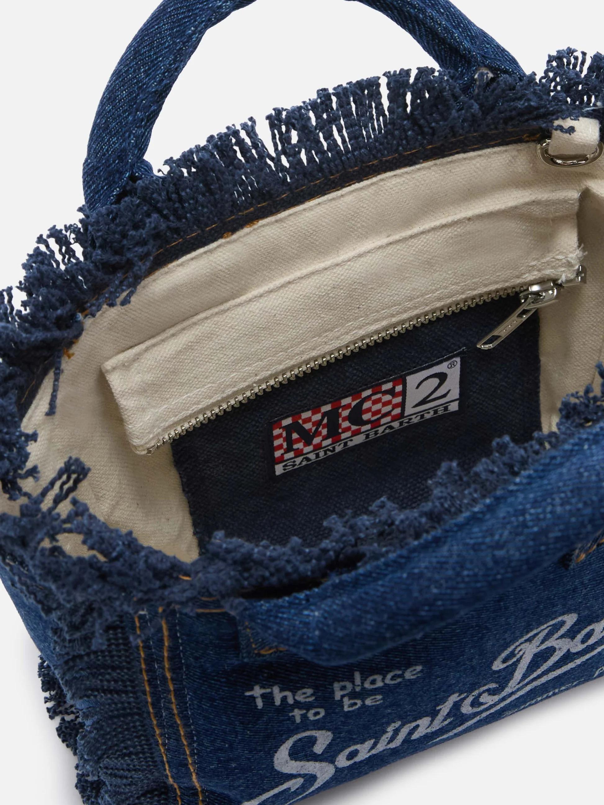 Borsa Vanity mini in denim lavaggio scuro<BR/> VAMI001 00431L MC2 SAINT BARTH 