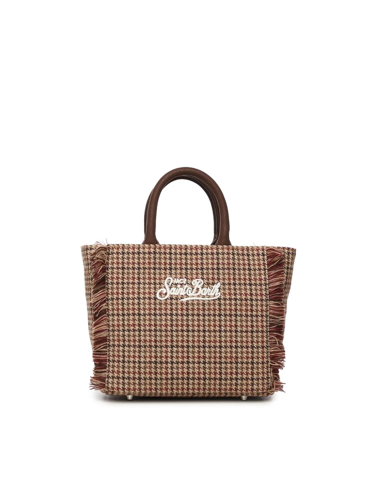 Borsa a mano Mini Vanity in lana con motivo pied de poule VAMI023 00282I MC2 SAINT BARTH 