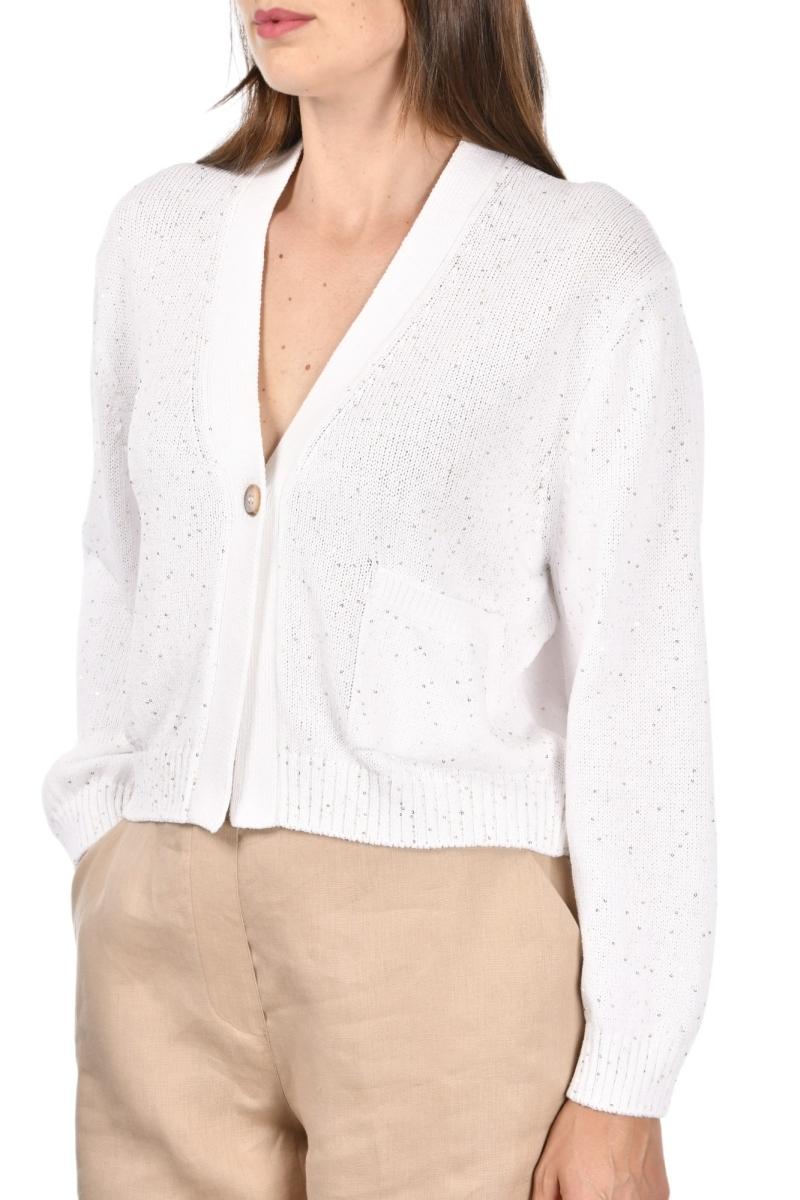 CARDIGAN RASATO CON MICRO PAILLETTES