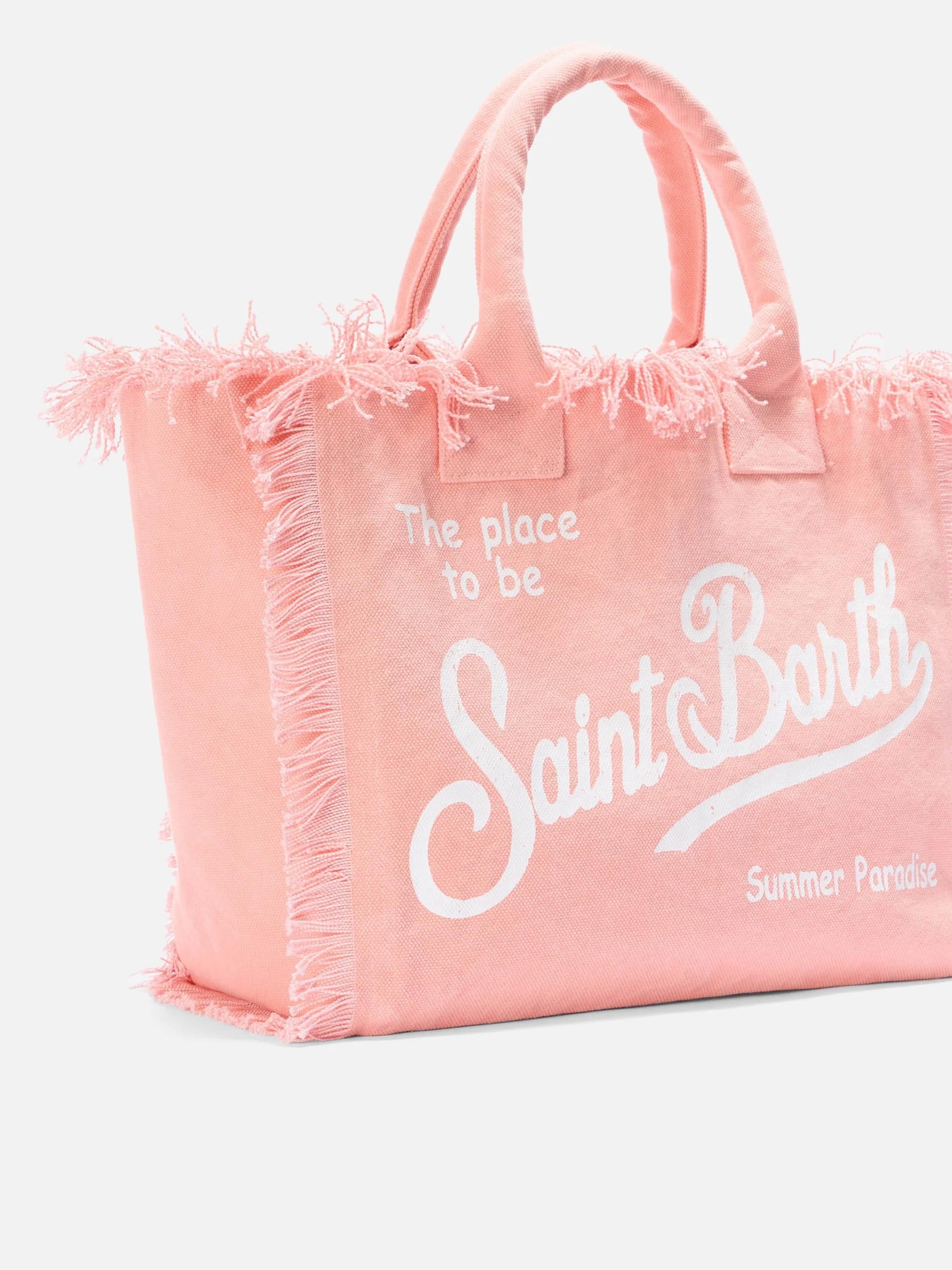 Borsa Vanity regular arancione in canvas con frange<BR/> VANI001 00425L MC2 SAINT BARTH 