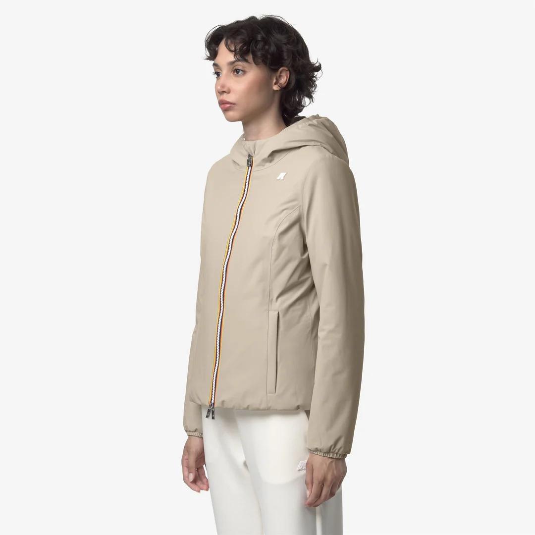 LILY ST WARM REVERSIBLE<BR/>BEIGE CASHMERE-WHITE GARDENIA<BR/>Giacca corta impermeabile reversibile da donna K6128TW BBA K-WAY 