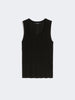 Maglia smanicata in filato di viscosa - NERO