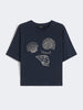 T-shirt in jersey di cotone con stampa - Blu