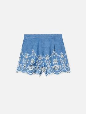 Short Amani in chambray con ricamo<BR/> AMN0001 00473L MC2 SAINT BARTH 