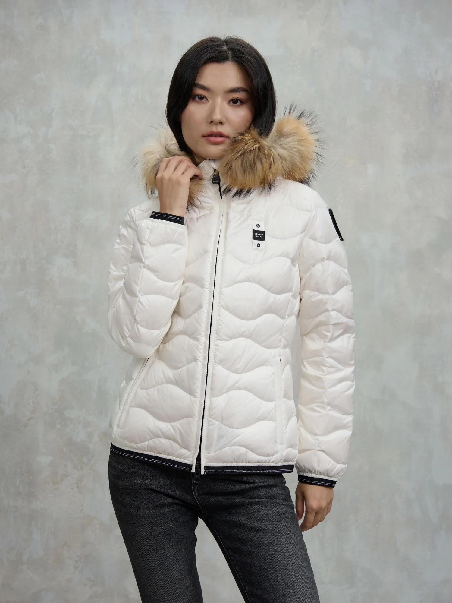 PIUMINO CON BORDO IN PELLICCIA ALDIE<BR/> BLDC03096 6047/100BI BLAUER 