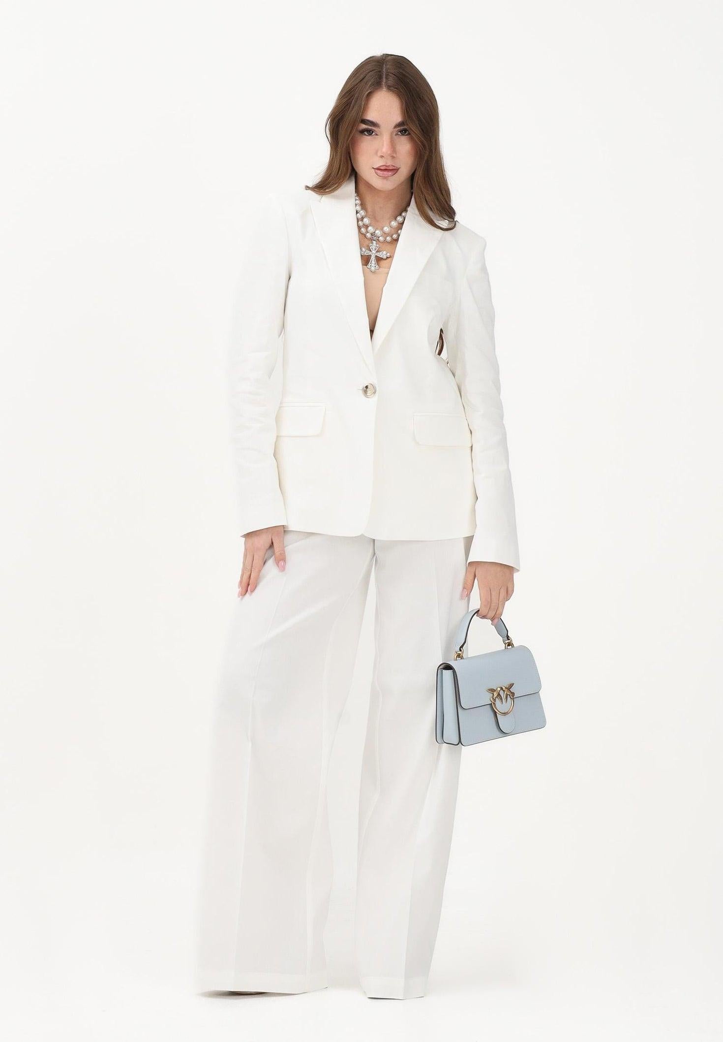 Pantalone elegante bianco da donna 104929A34I Z05 PINKO 