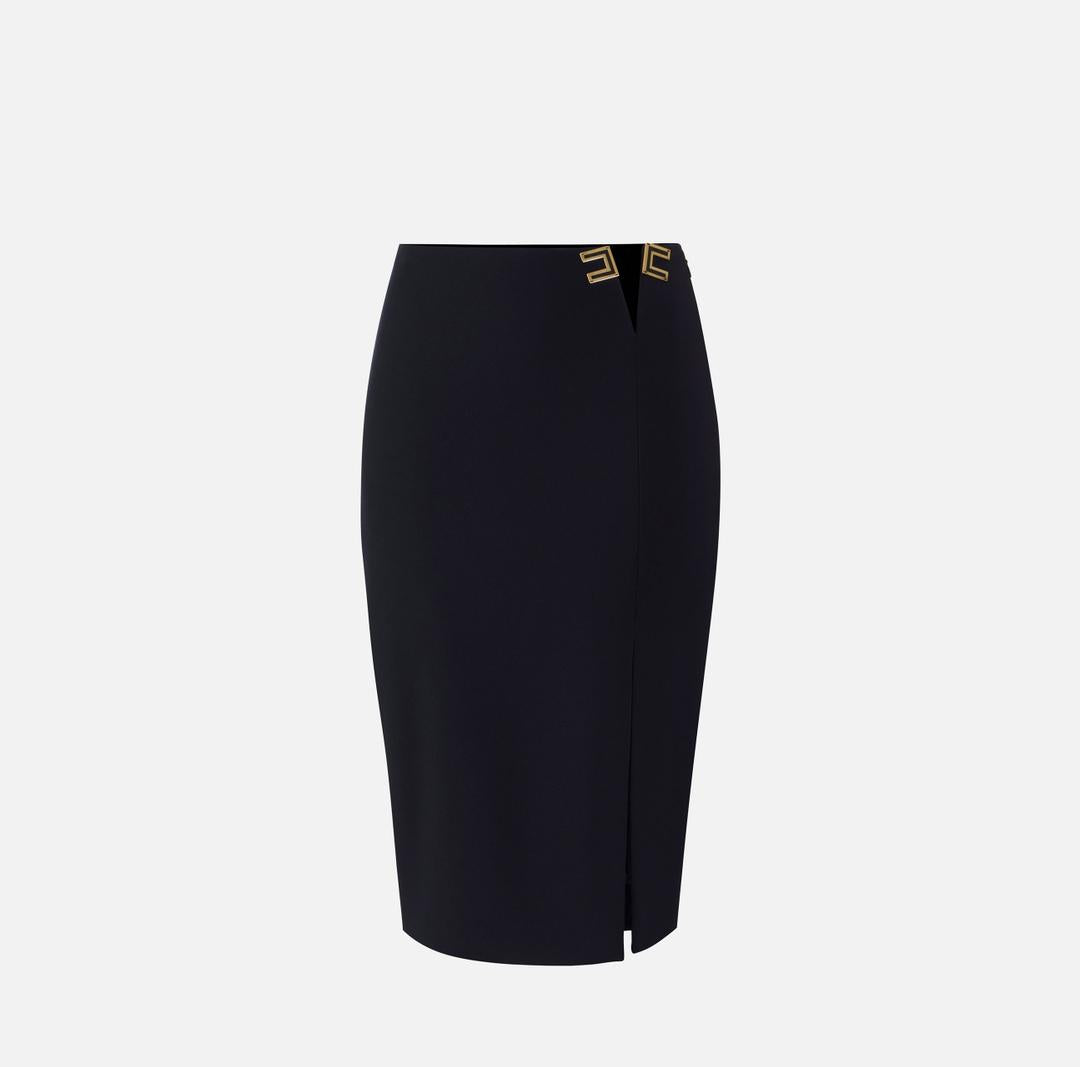 Gonna in doppio crêpe stretch con dettagli logo<BR/> GO14761E2 110 ELISABETTA FRANCHI 