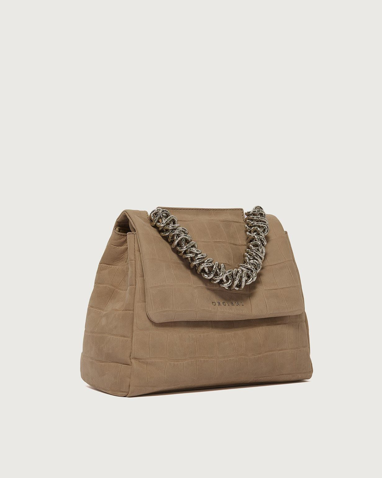 Borsa Sveva Twilight Piccola a mano in nabuk stampa cocco B01999TWL BISCOTTO ORCIANI 