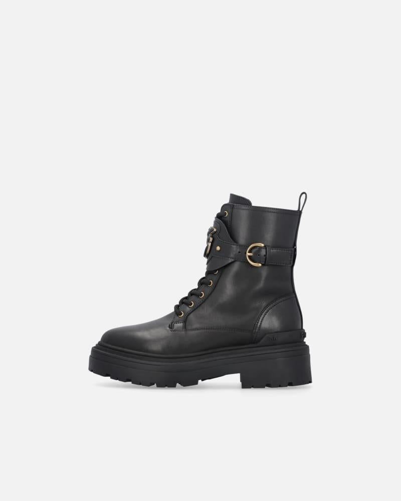 Anfibi in pelle con cinturino logato davanti<BR/><BR/> SD0147P001 Z99 PINKO 