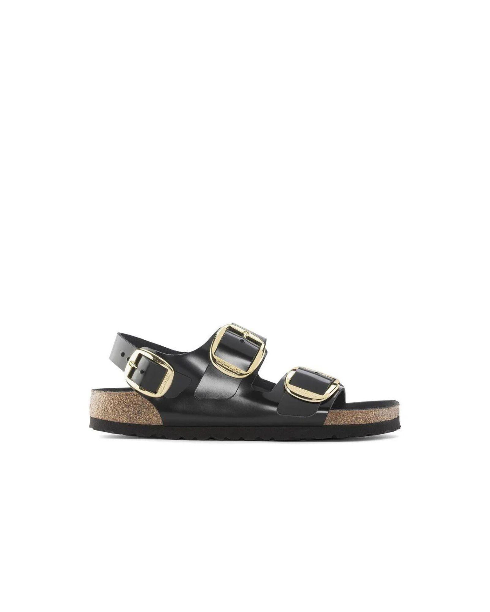 Sandalo in pelle naturale laccata Milano 1024211MILANO BLACK BIRKENSTOCK 