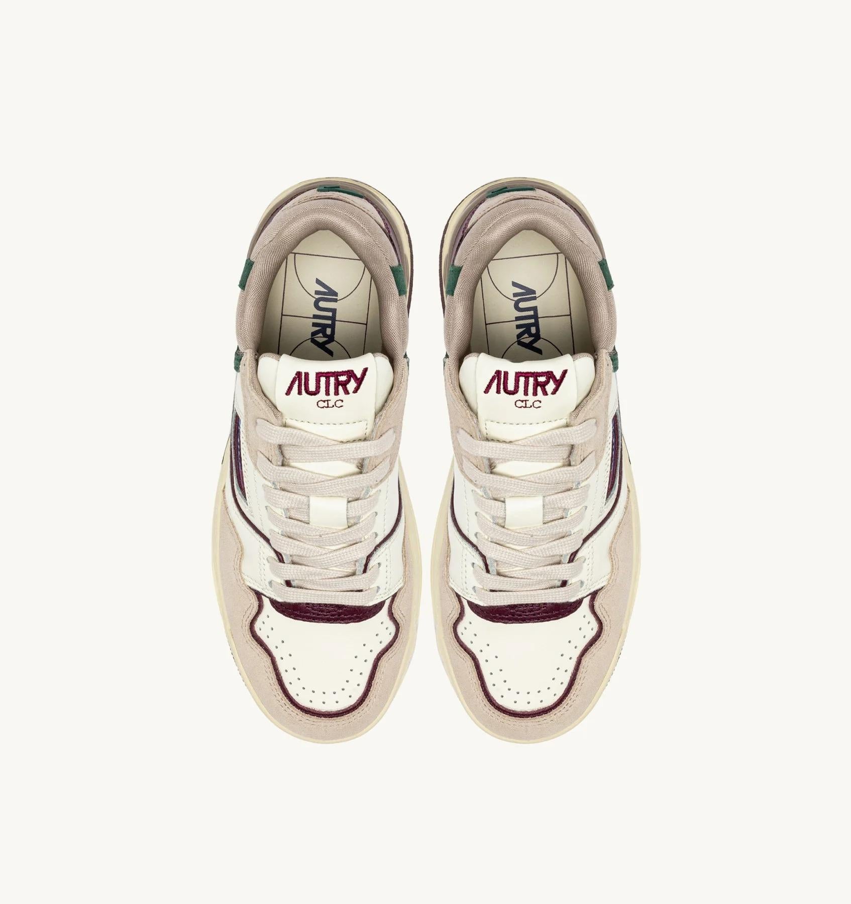 SNEAKERS CLC LOW IN SUEDE E PELLE AVORIO E BURGUNDY<BR/> ROLW MC09 AUTRY ACTION SHOES 