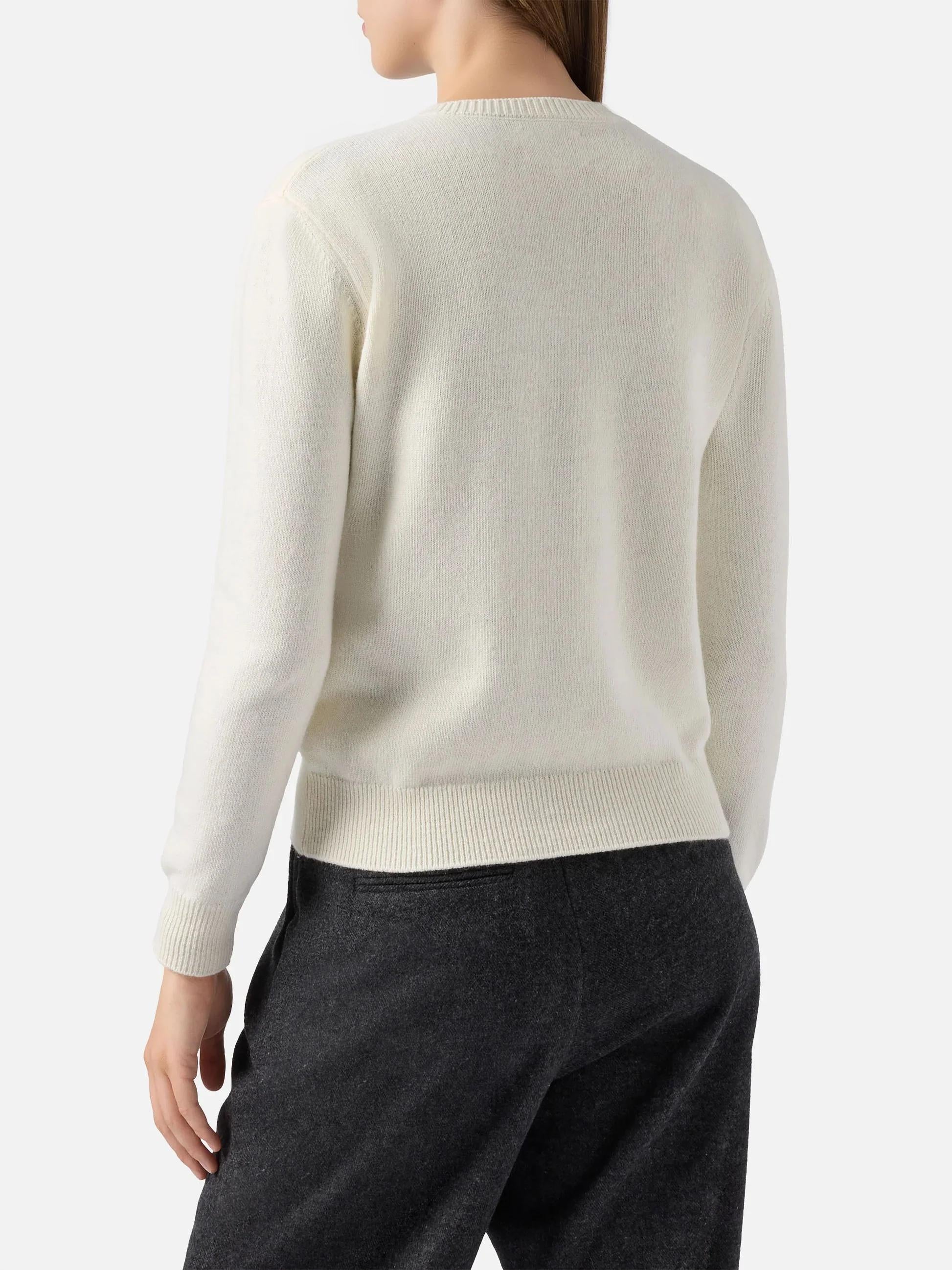 Maglione New Queen in misto cashmere bianco con ricamo lurex Gossip Girl<BR/> QUE0010 03954I MC2 SAINT BARTH 