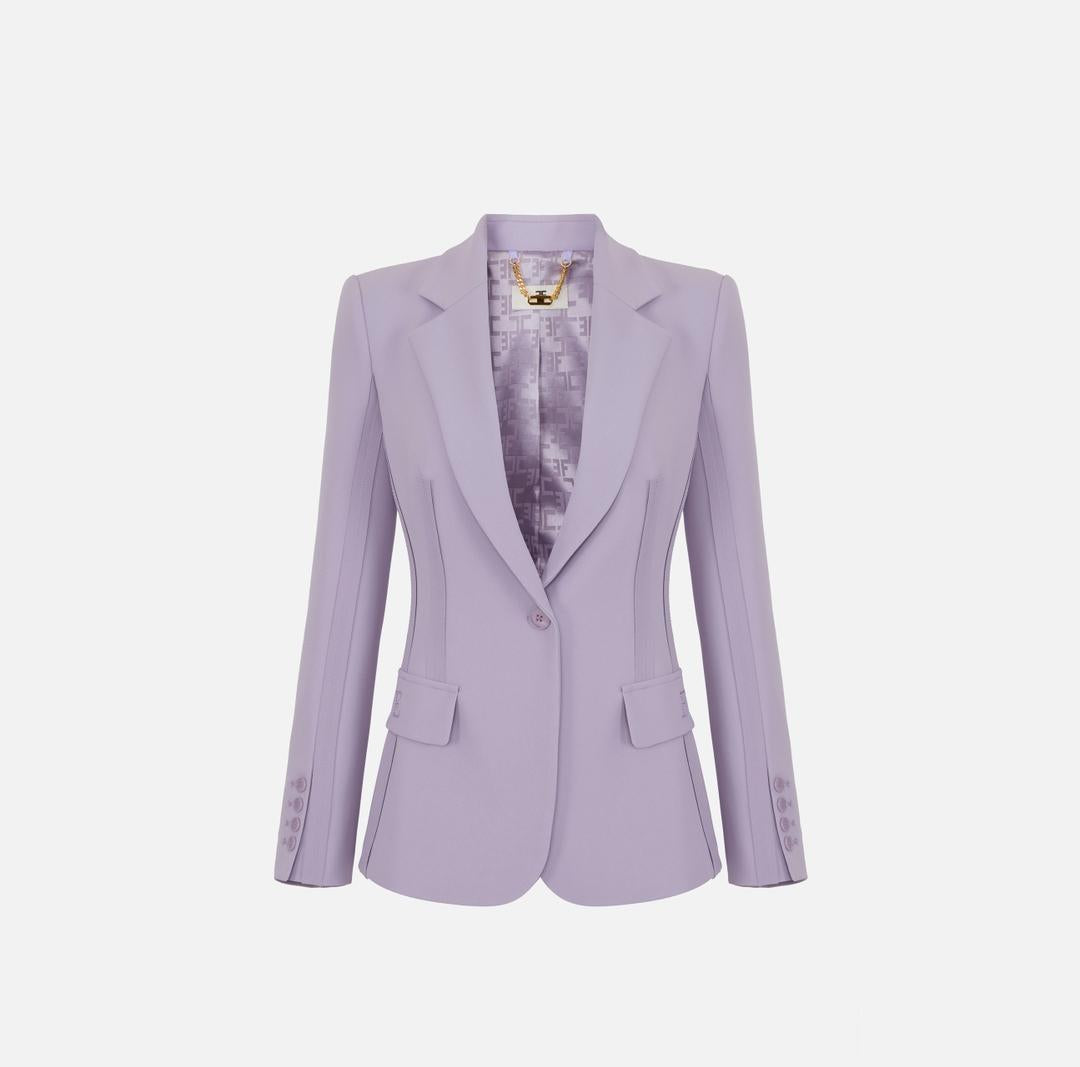 Giacca in doppio crêpe stretch con motivi a taglio vivo GI21661E2 EV7 ELISABETTA FRANCHI 