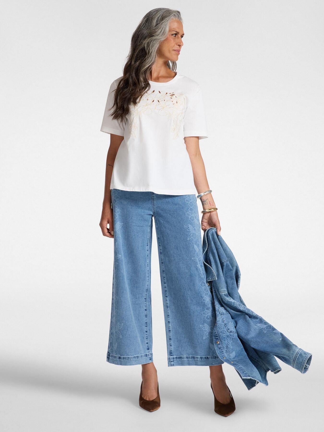 T-shirt con ricamo floreale<BR/> G348Z000560N 11 ELENA MIRO 