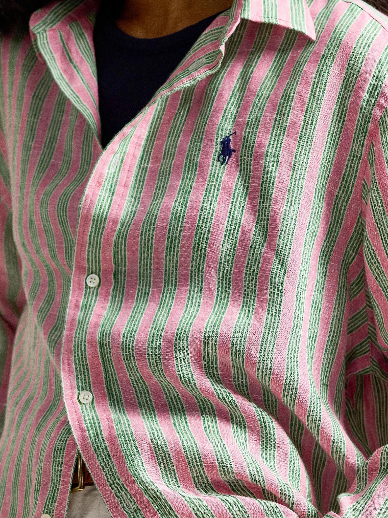 Camicia donna di lino a righe 211935130 501 RALPH LAUREN 