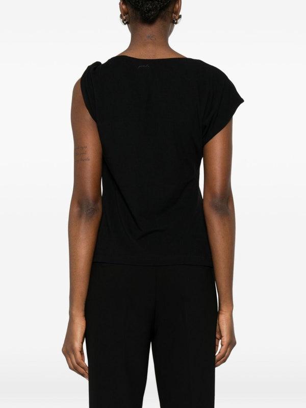 T-shirt nera da donna caratterizzata da scollo asimmetrico monospalla 106373A35D Z99 PINKO 