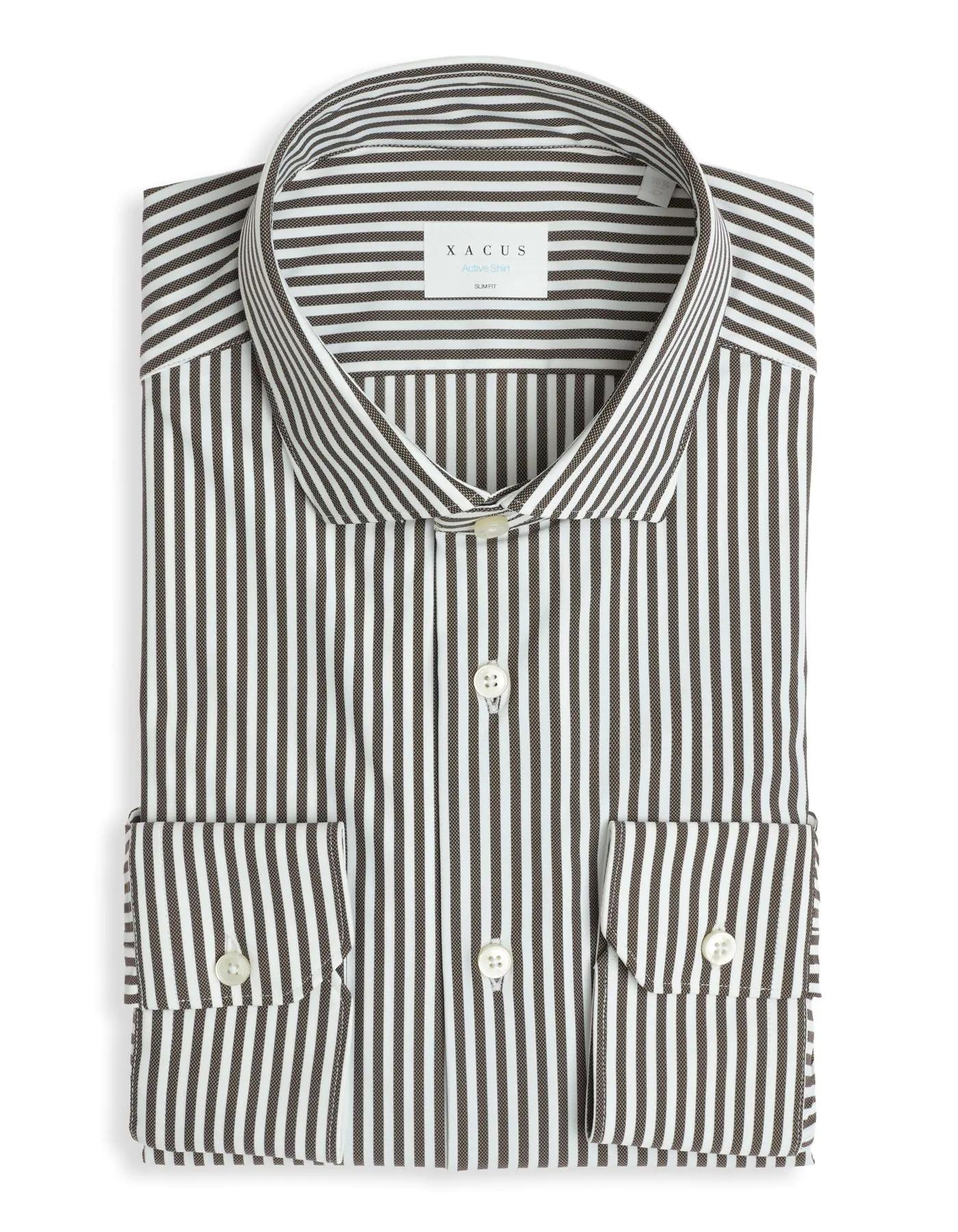 Camicia Collo francese piccolo Righe Armaturato Marrone